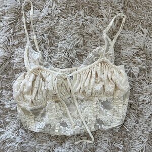 Urban Outfitters Cream Lace Crop Top